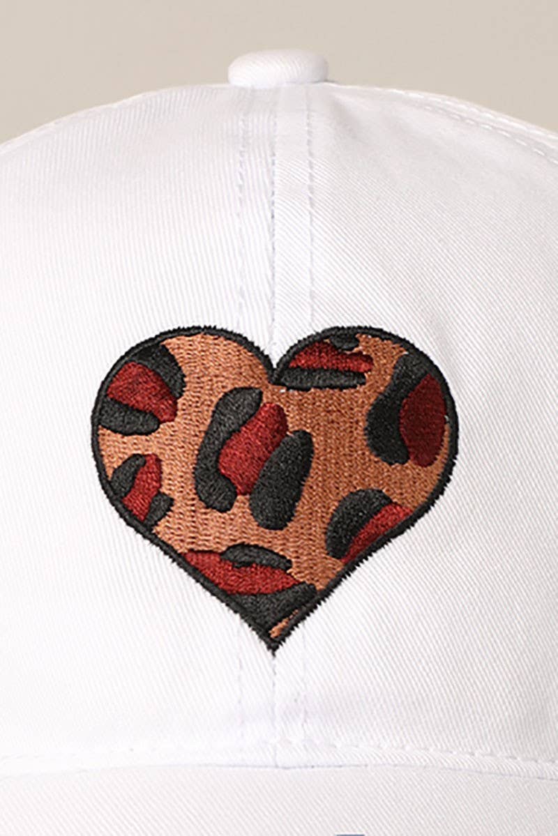 Leopard Heart Embroidery Baseball Cap Hat
