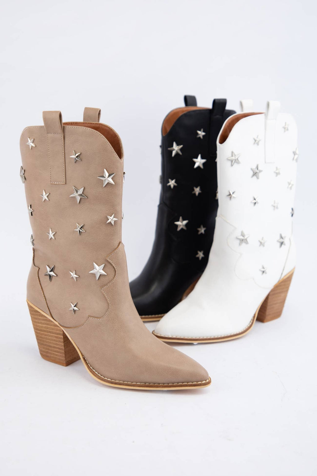STAR STUD EMBELLISHED WESTERN BOOTS