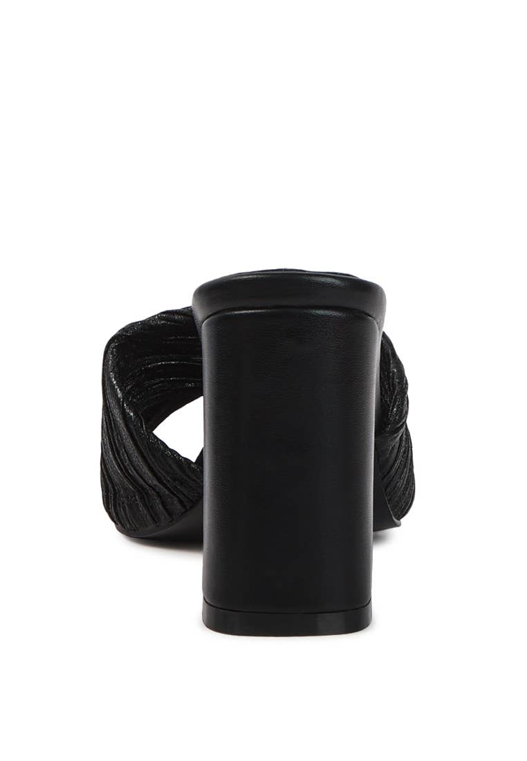 Salty You Crinkled High Heeled Block Sandals