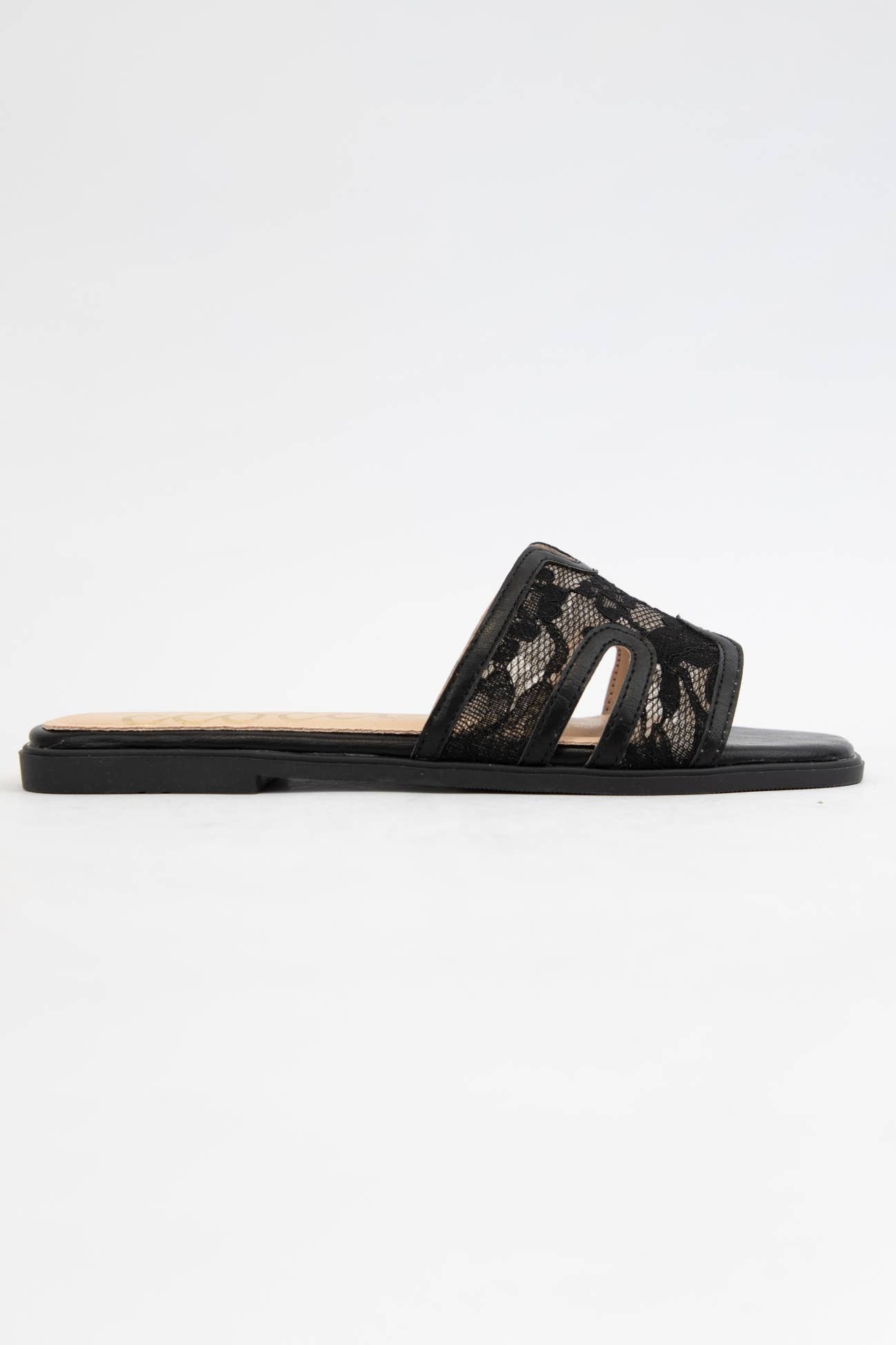 BRITNEY Lace Mesh Sandals  H-Cutout Square Toe Slides