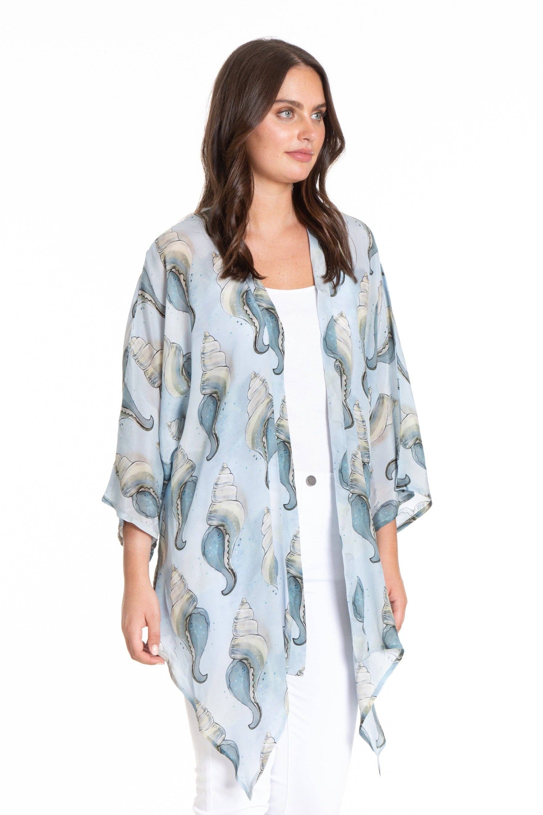 Urban Seashells Print - Handkerchief Kimono