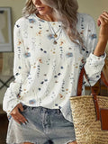 Long Sleeves Flower Print Blouse Tops