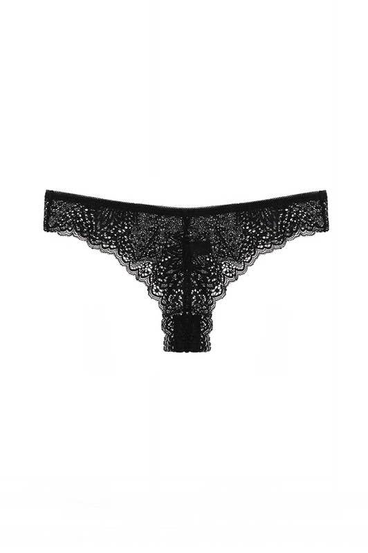 Floral Lace Thong-YM-33340-THG