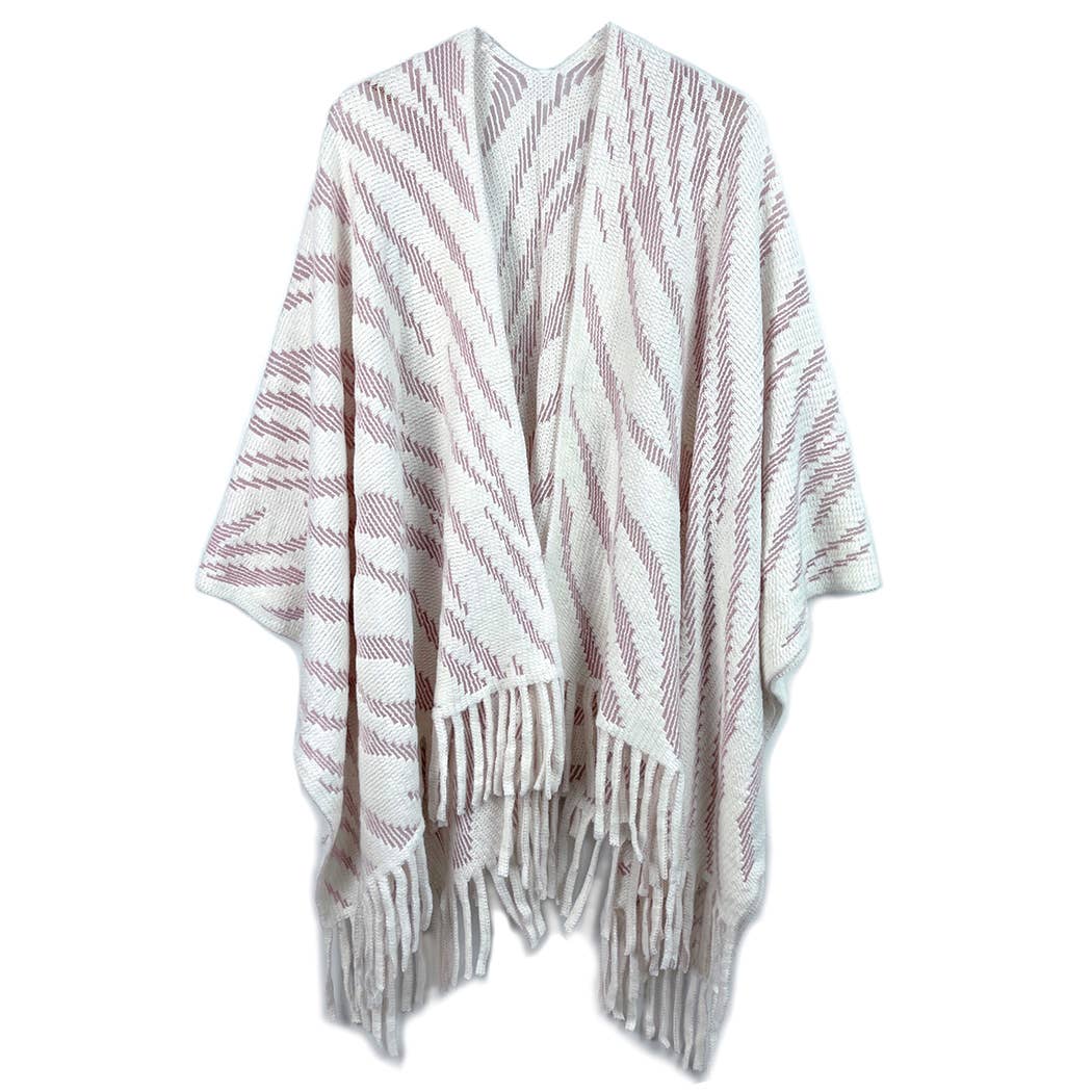 Zebra Crochet Ruana with Fringes