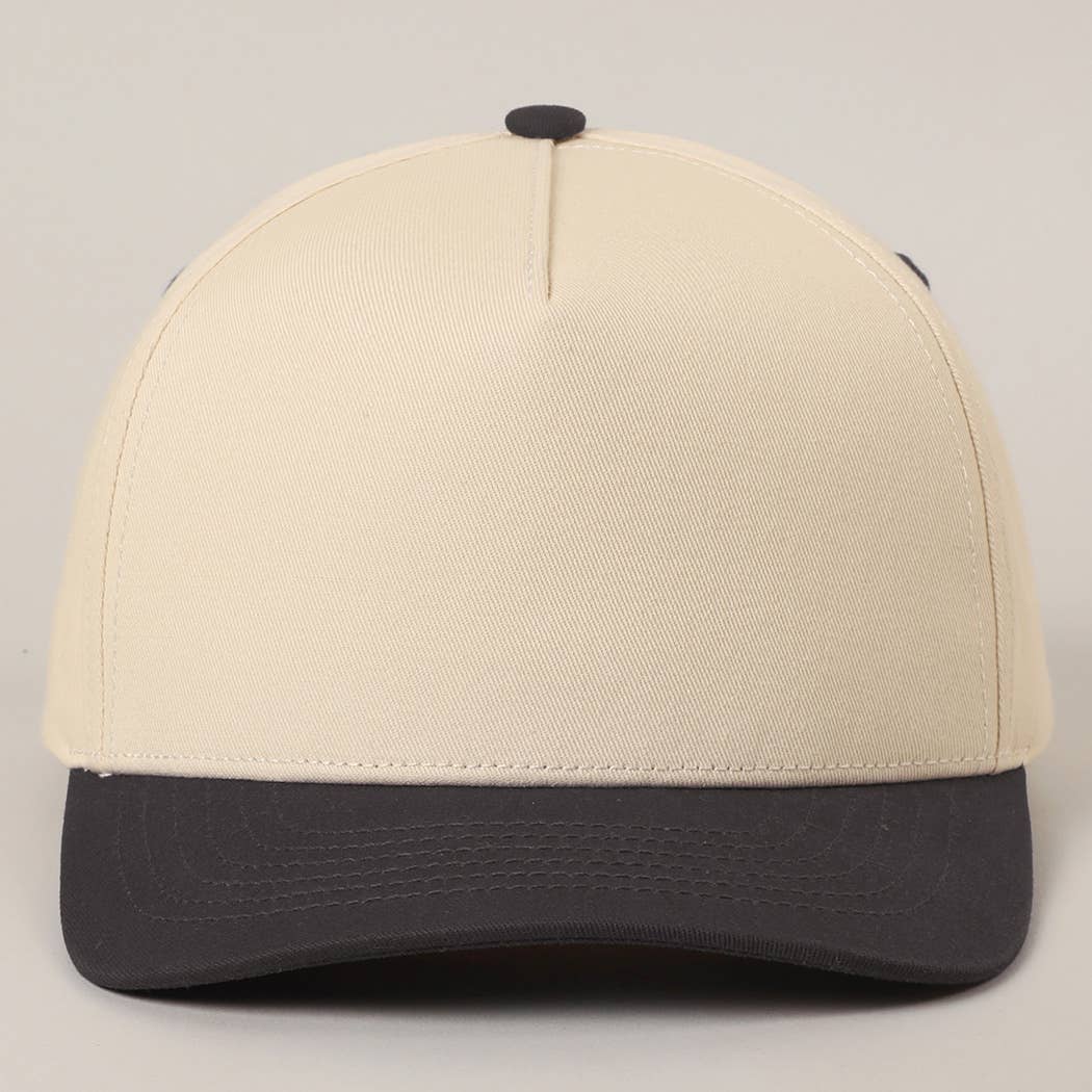 Solid Two-Tone Cotton 5 Panels Baseball Cap