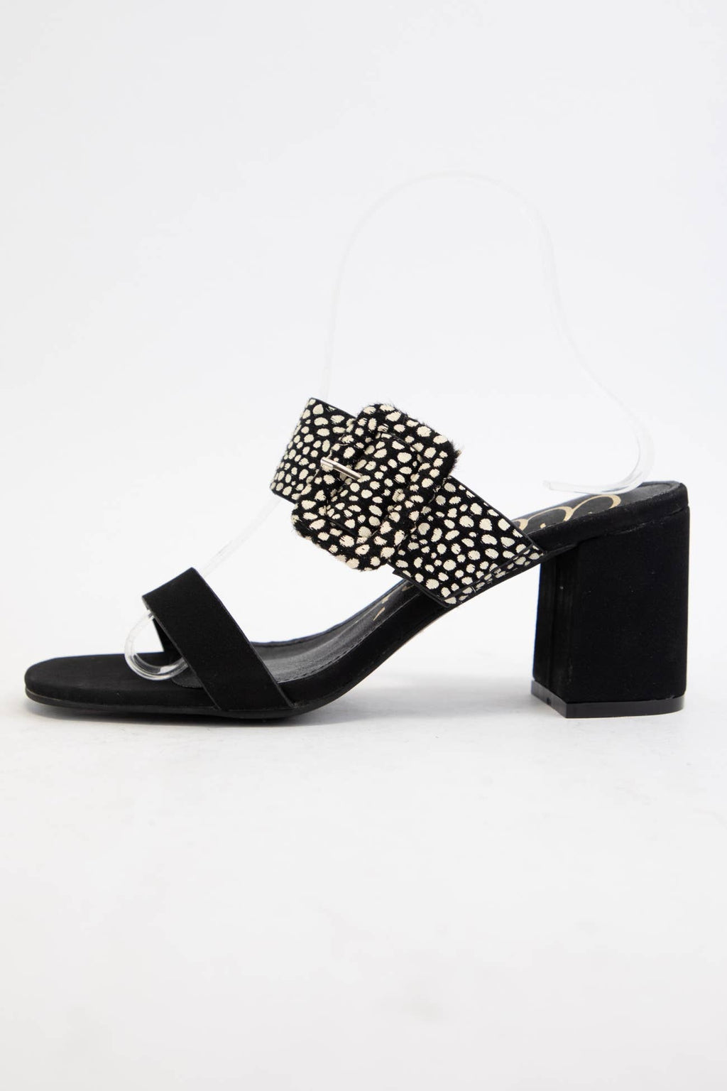 SALLY Double Strap Block Heel Sandals Pattern Strap Heels