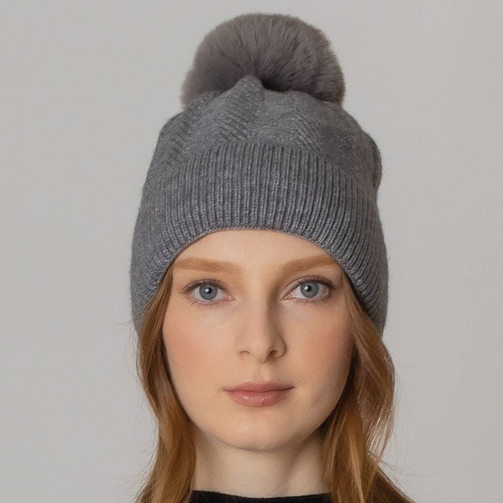 Knitted Beanie with Pom-pom