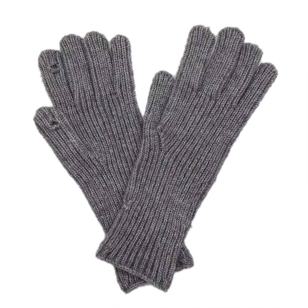 Solid Ribbed Knit Gloves