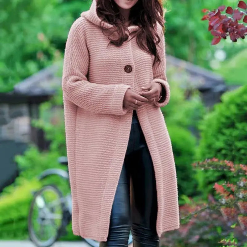Knit Hooded Long Coat Sweater