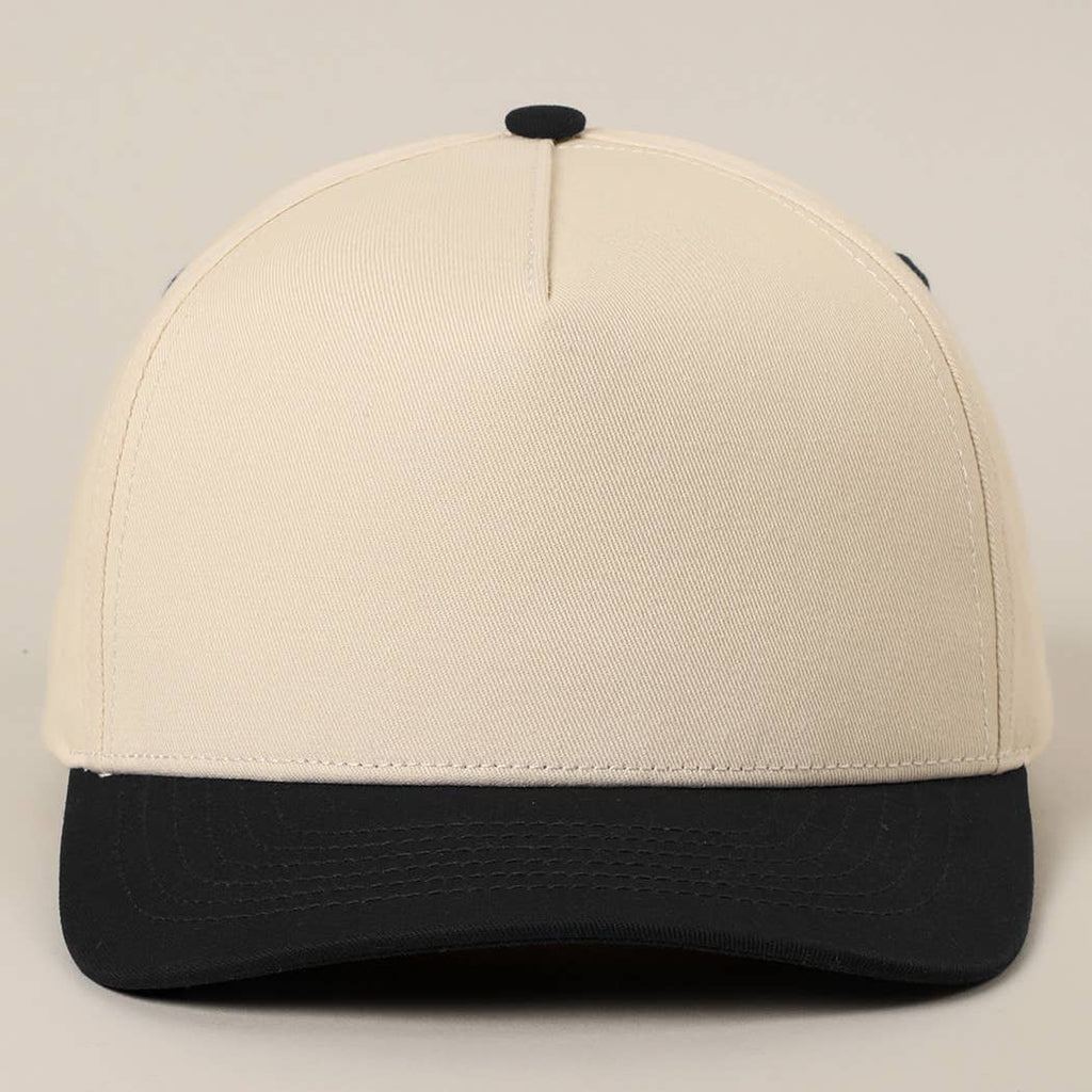 Solid Two-Tone Cotton 5 Panels Baseball Cap