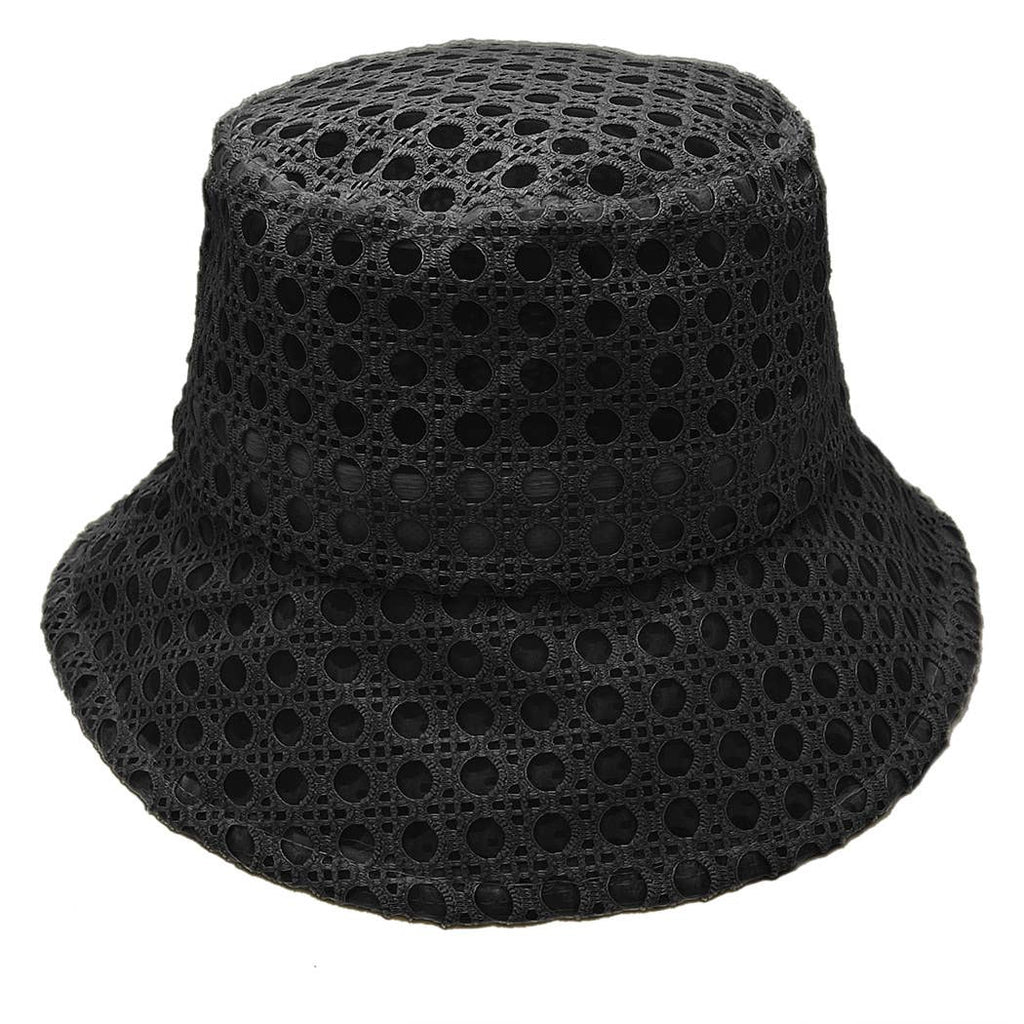 Solid Mesh Eyelet Bucket Hat