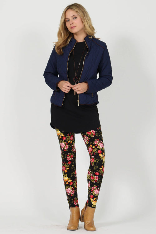 ...0621 Floral printed knit full length legging with elastic waistba