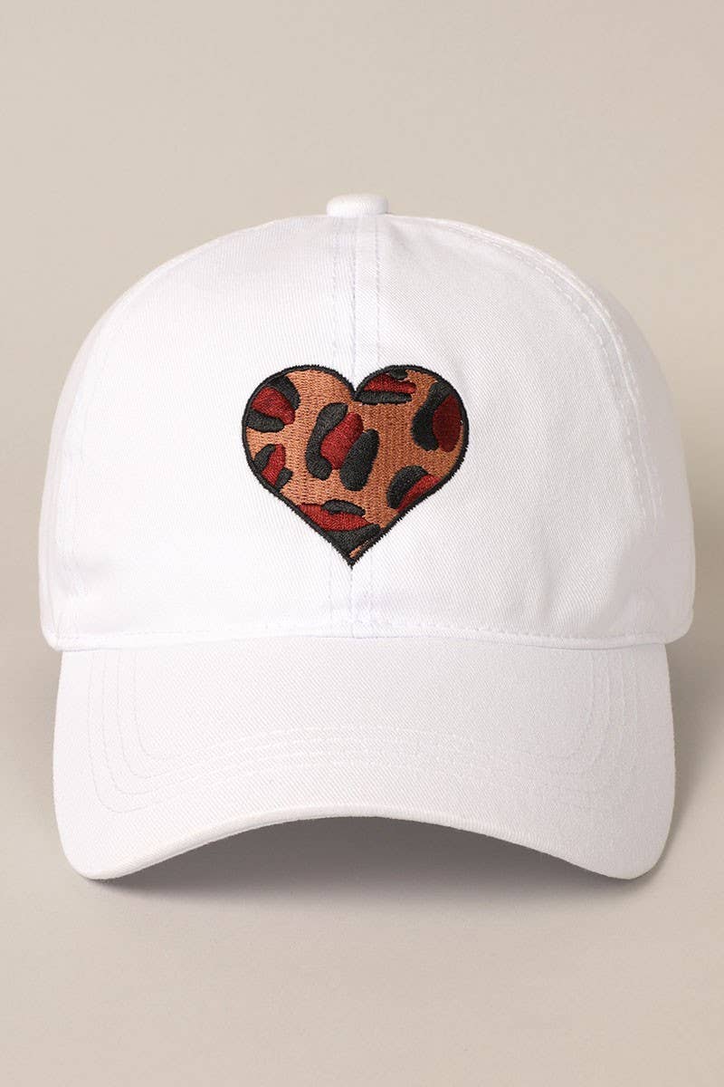 Leopard Heart Embroidery Baseball Cap Hat