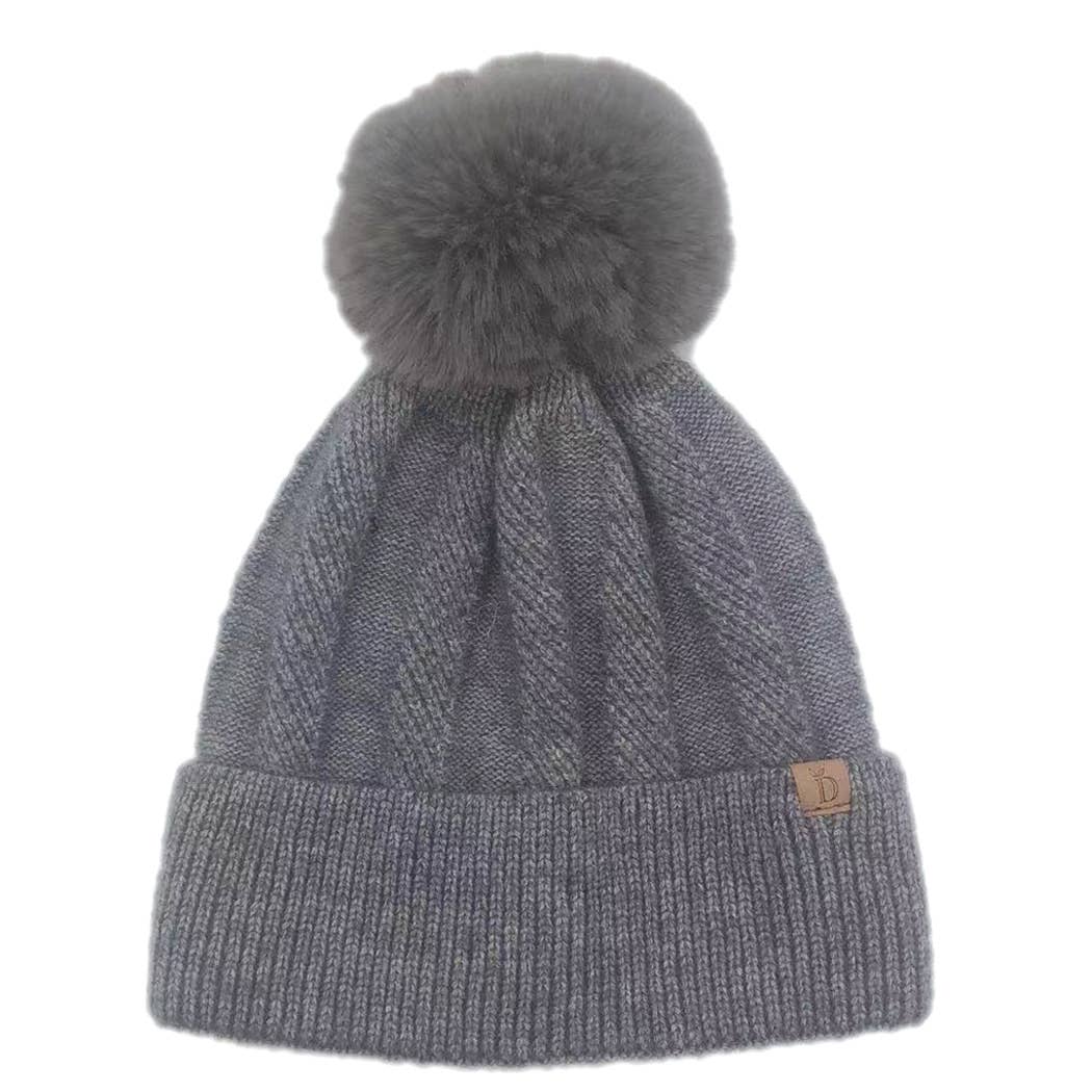 Knitted Beanie with Pom-pom
