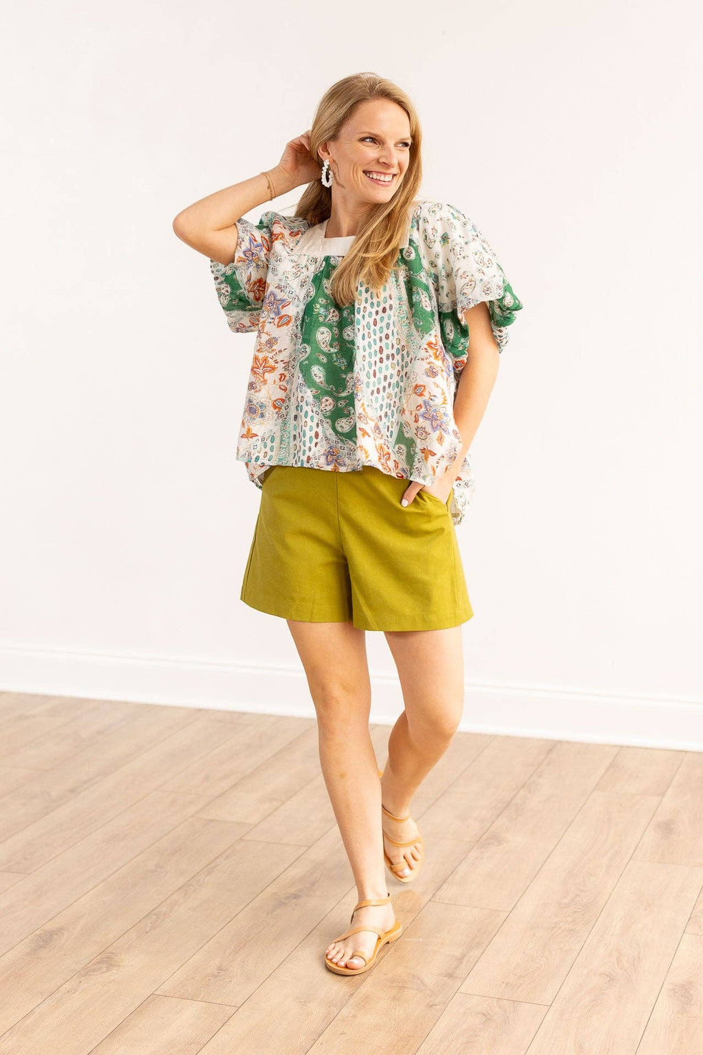 Linen Shorts, Green