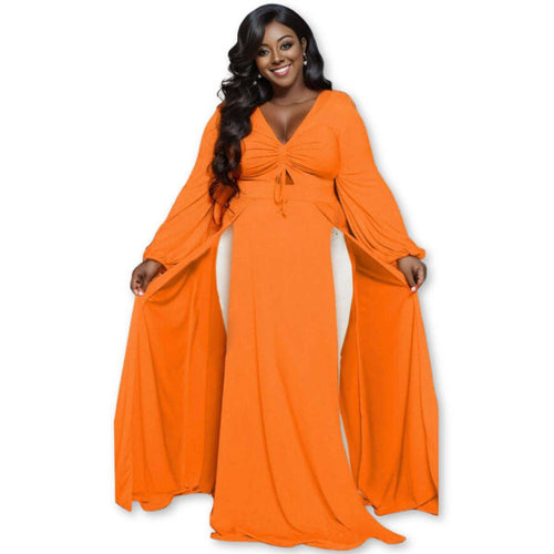 3XL Bright Orange Sexy Slit Dress|3XL