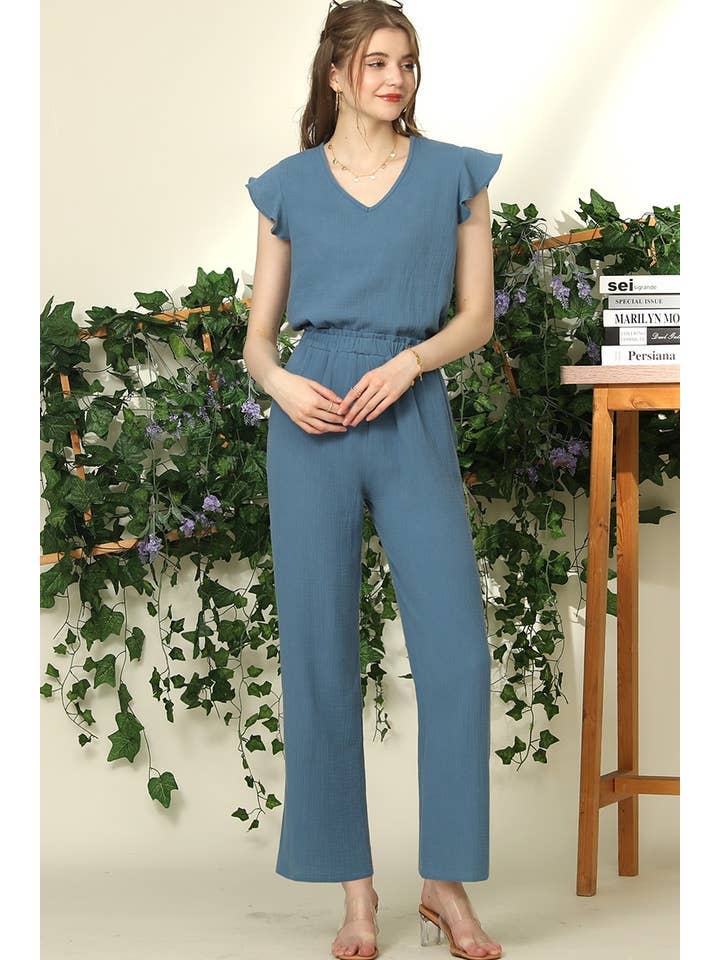 BANDED SMOCKING LONG PANTS