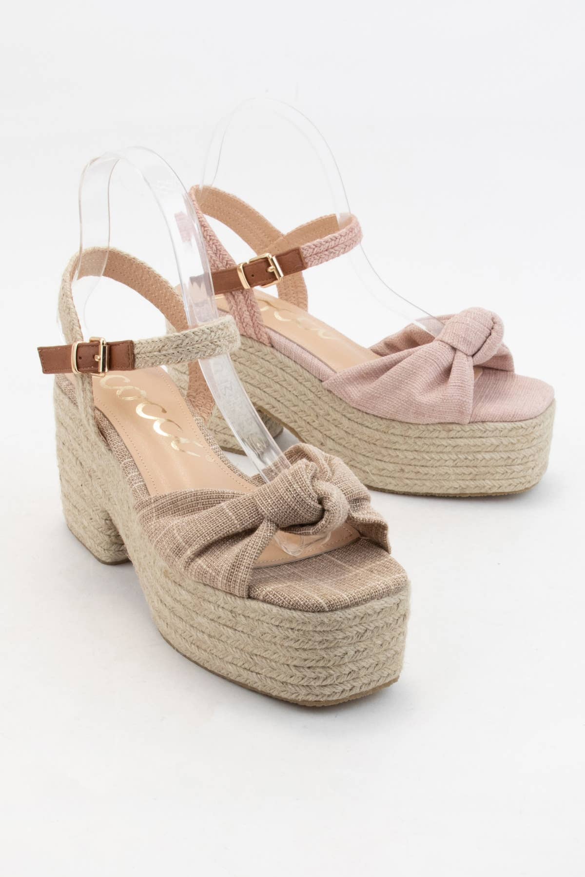 PALMER Bow Knot Platform Espadrille Sandals Ankle Strap Wedg