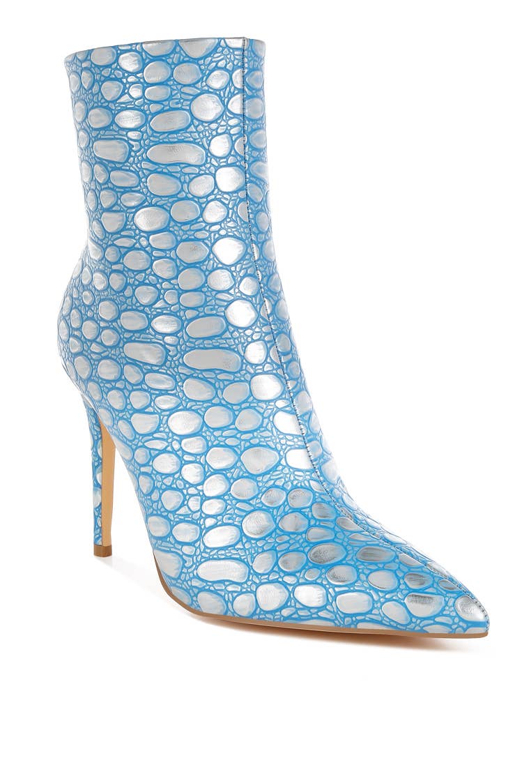 Moolah Embossed Stiletto Heel Ankle Boots (Copy)