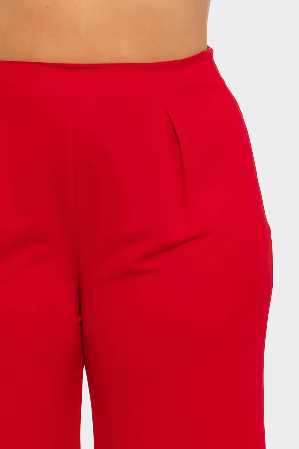 Plus Size Front Pleated Side Zipper Wide Leg Pants