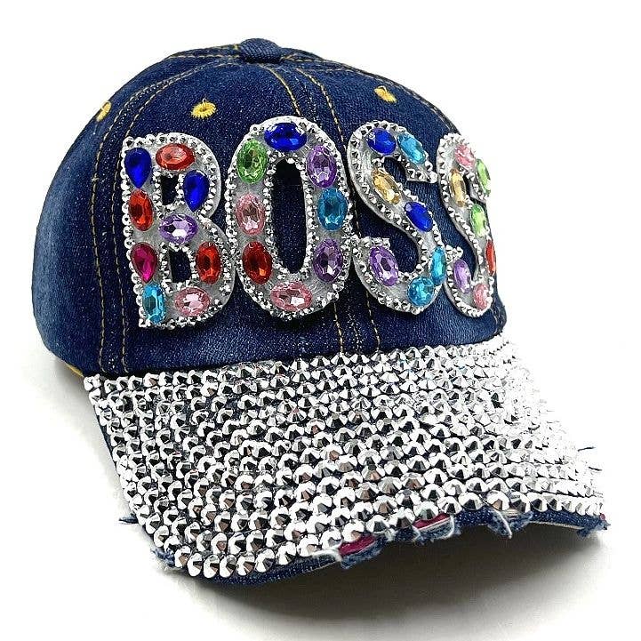 Bold BOSS Rhinestone Cap Hat
