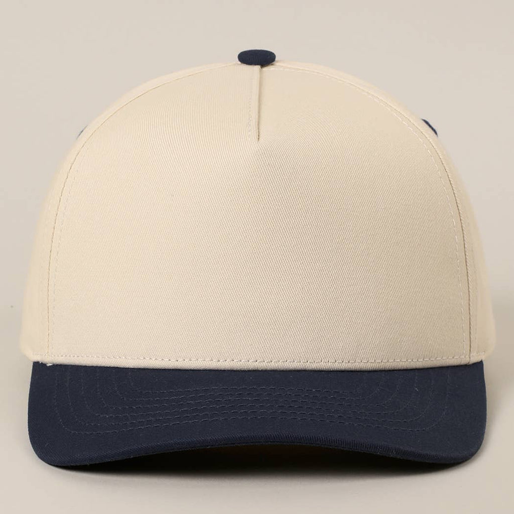 Solid Two-Tone Cotton 5 Panels Baseball Cap