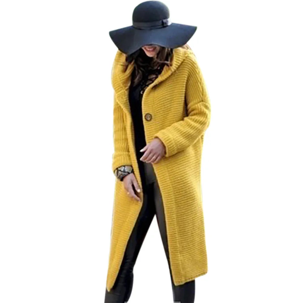 Knit Hooded Long Coat Sweater