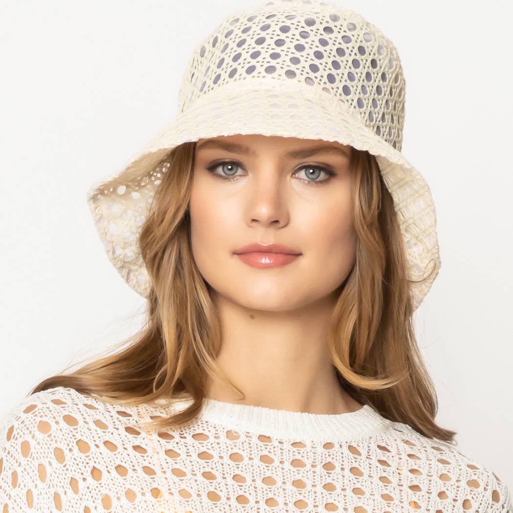 Solid Mesh Eyelet Bucket Hat