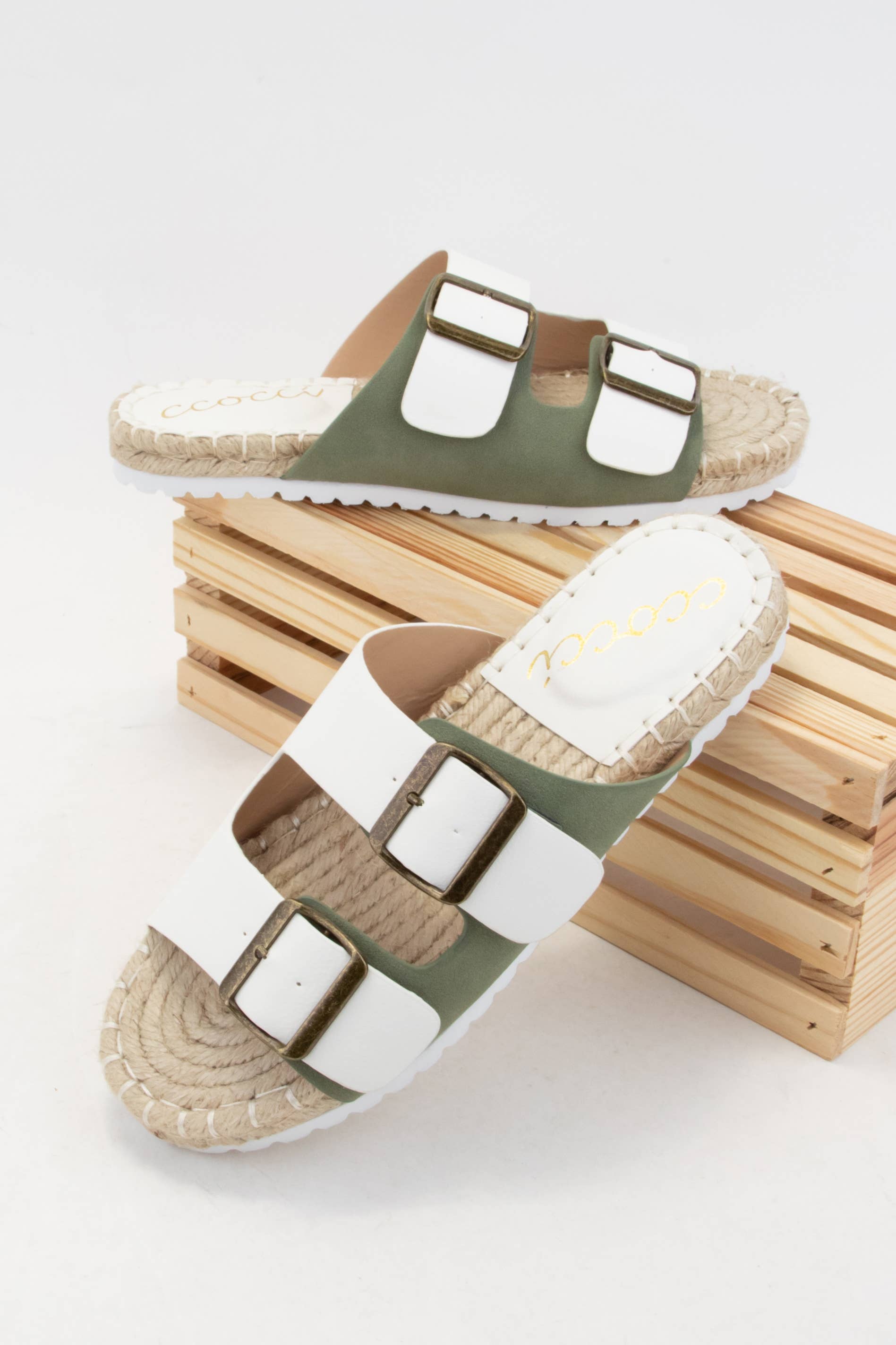 DAYTON Double Strap Espadrille Sandals Color Block Footbed S