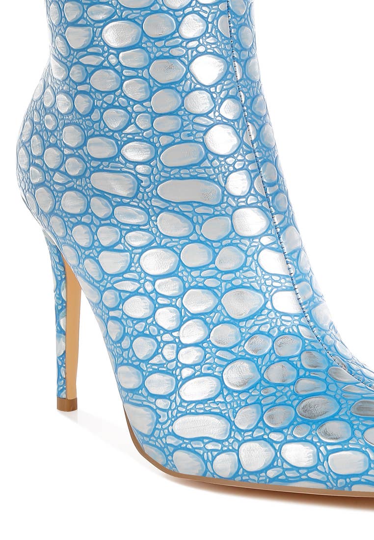 Moolah Embossed Stiletto Heel Ankle Boots (Copy)