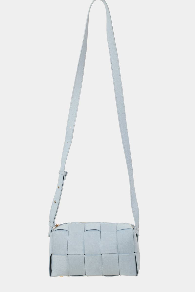Faux Leather Woven Shoulder Bag