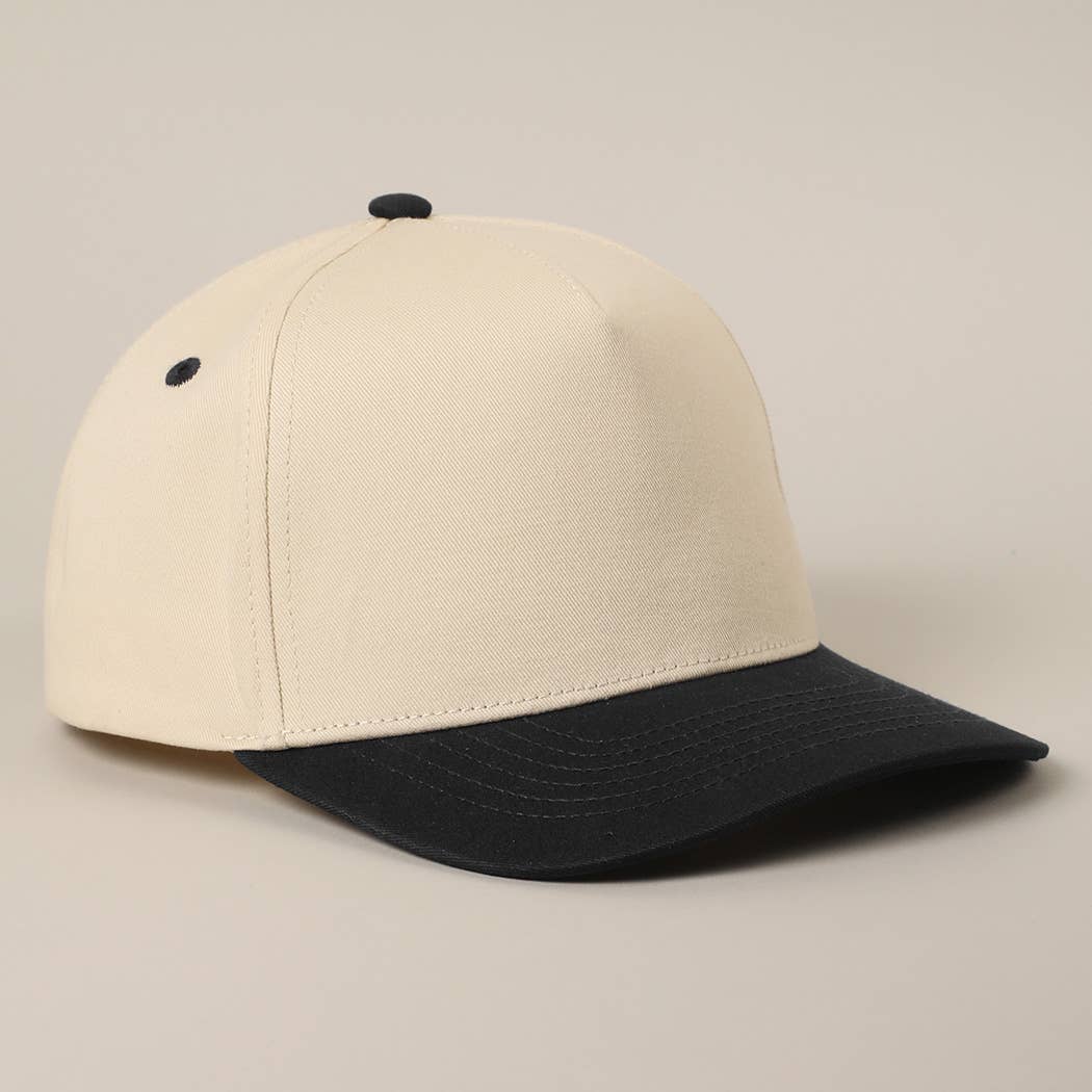 Solid Two-Tone Cotton 5 Panels Baseball Cap