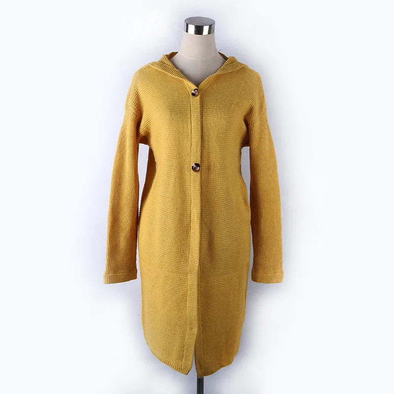 Knit Hooded Long Coat Sweater