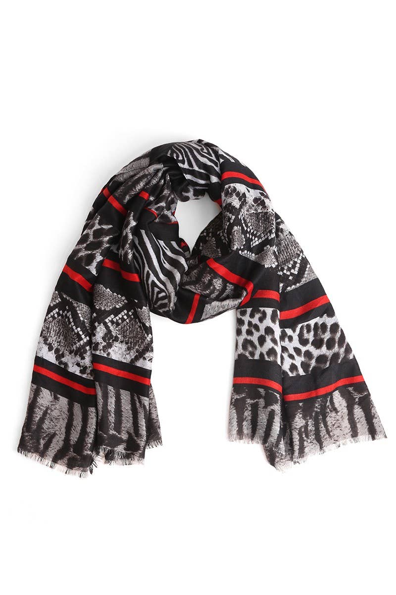 Women's Mixed Animal Print Oblong Scarf
