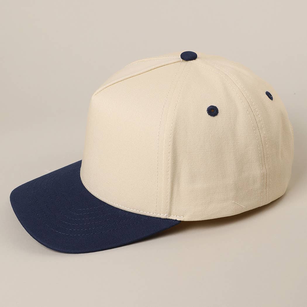Solid Two-Tone Cotton 5 Panels Baseball Cap