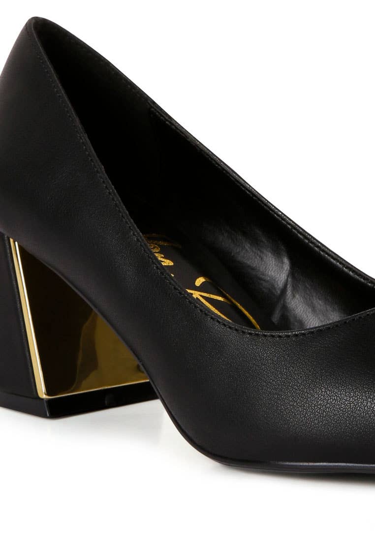 Casey Metallic Detail Block Heel Pumps
