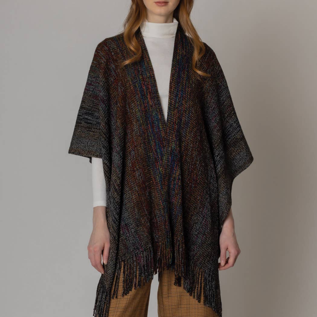 Multicolor Metallic Knit Ruana