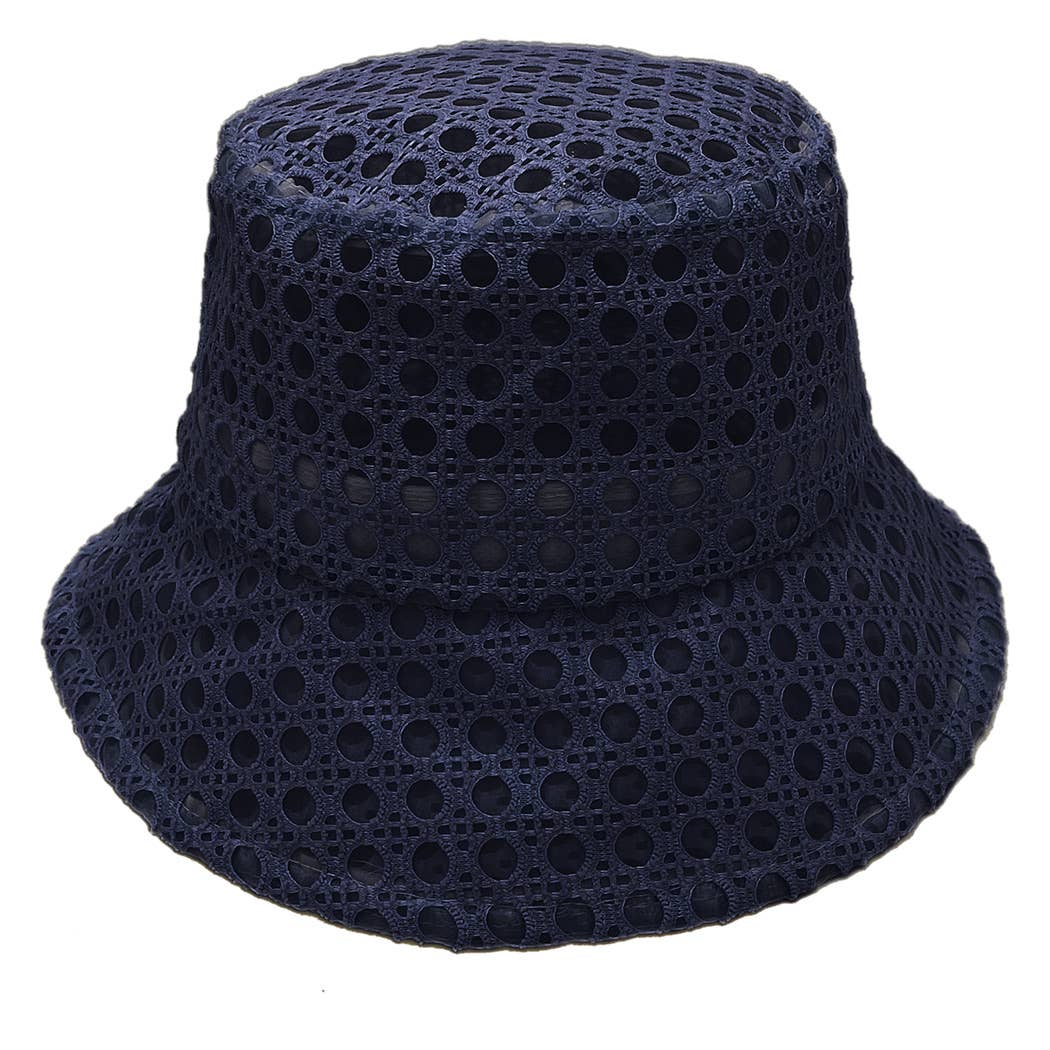 Solid Mesh Eyelet Bucket Hat