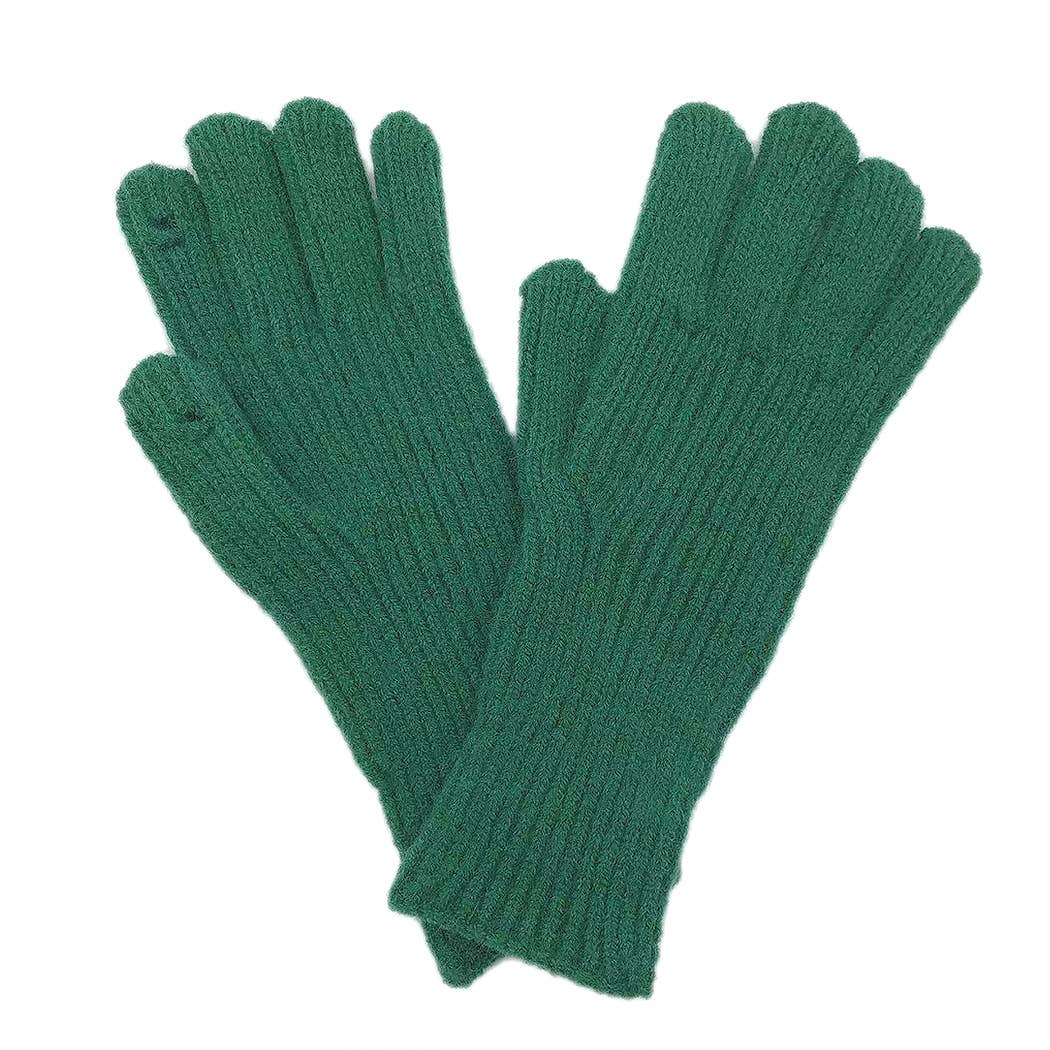 Solid Ribbed Knit Gloves