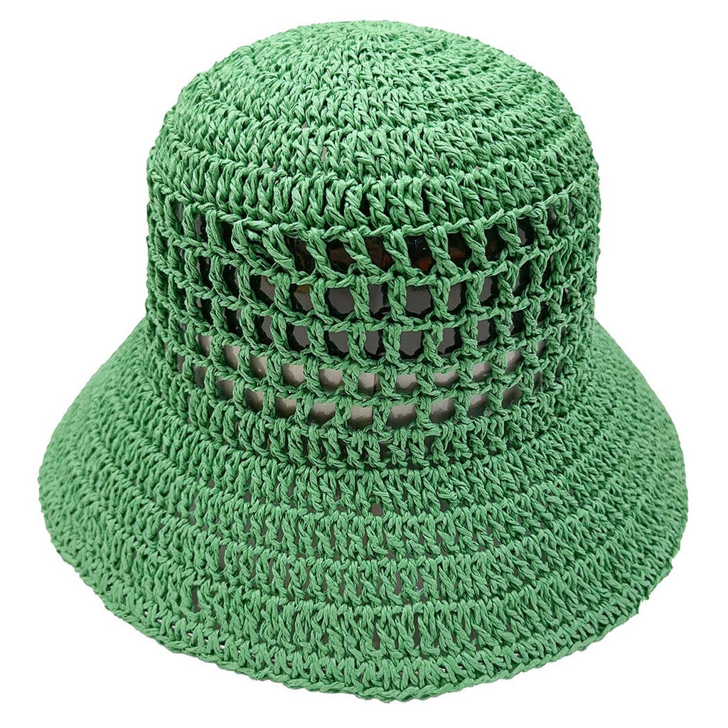 Solid Summer Beach Straw Crochet Bucket Hat