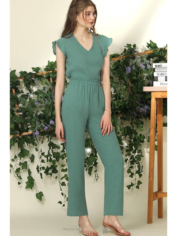 BANDED SMOCKING LONG PANTS