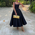 Stylish Black Halter A-Line Dress