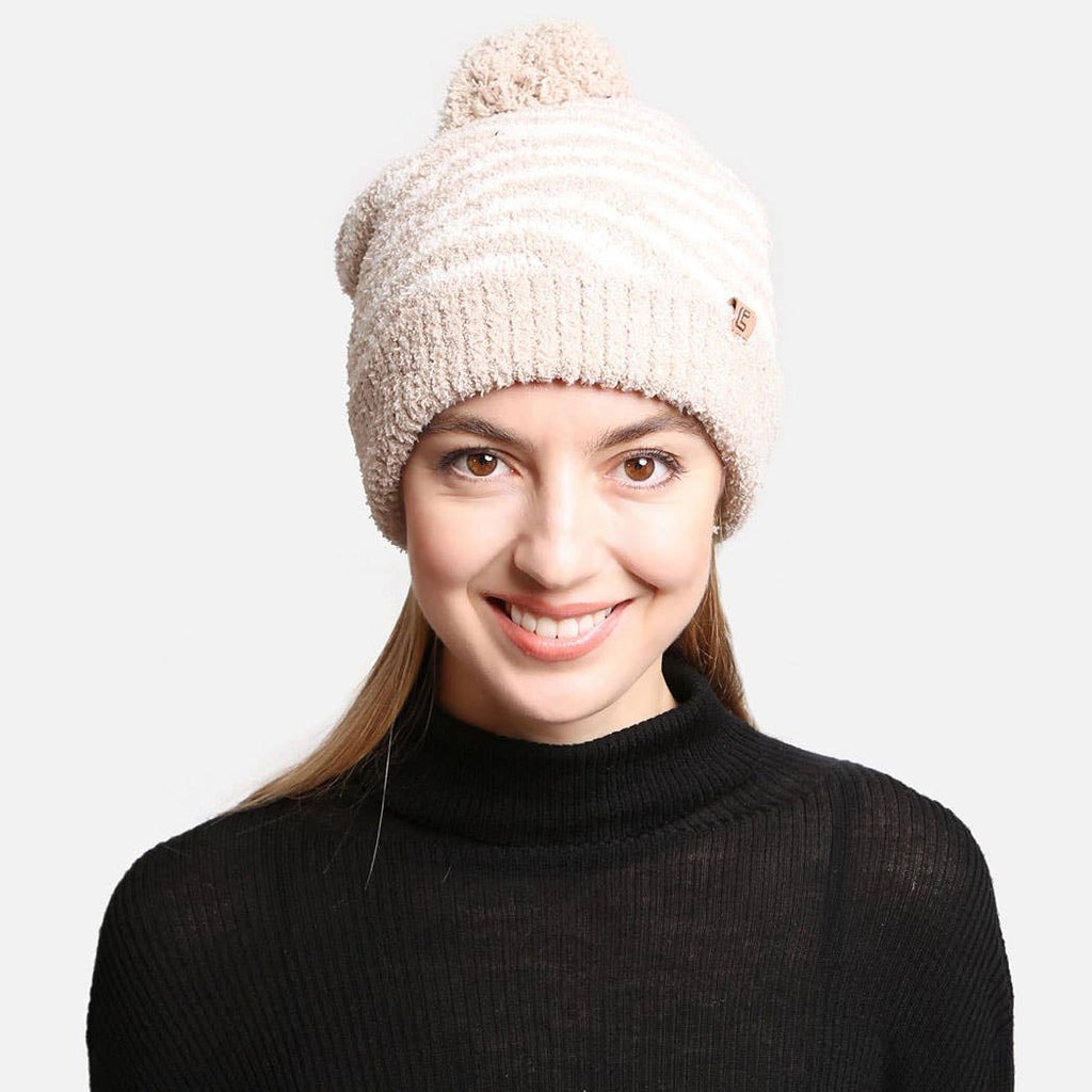Zebra Print Luxury Soft Beanie w Pom Pom