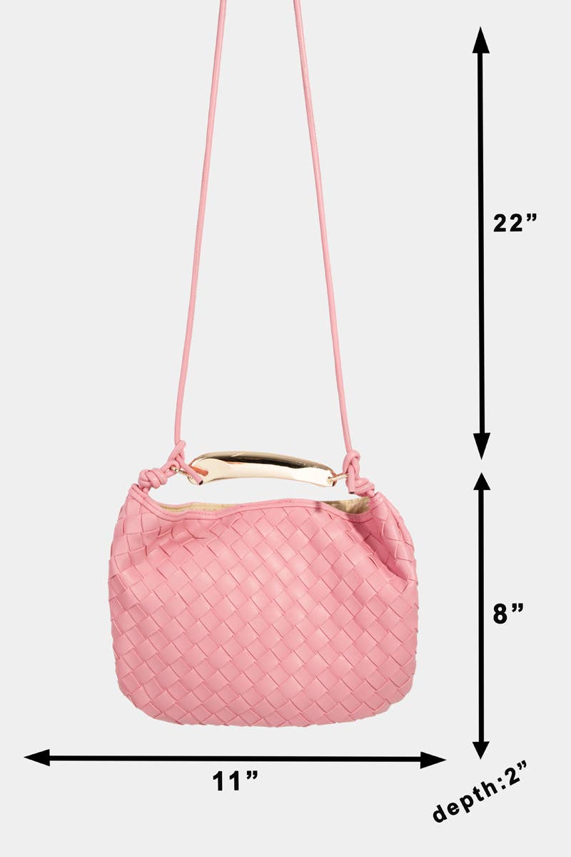 Faux Leather Basket Weave Handbag