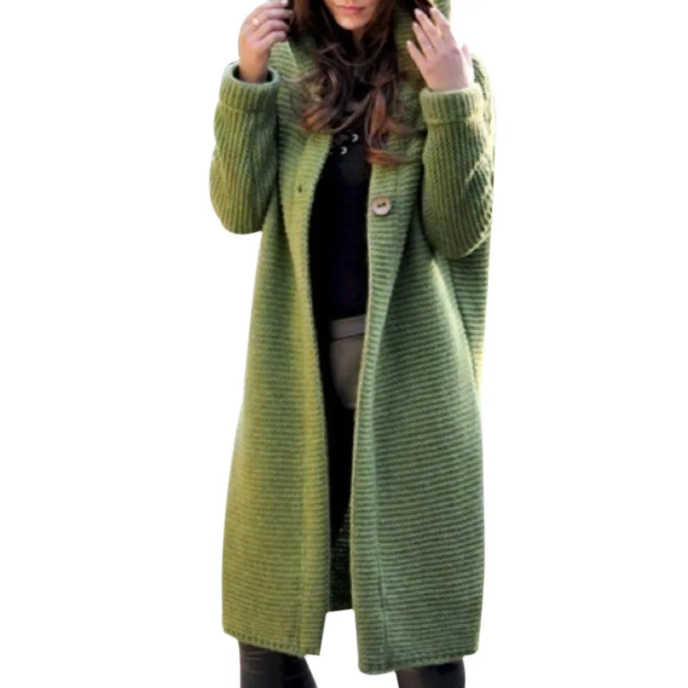 Knit Hooded Long Coat Sweater