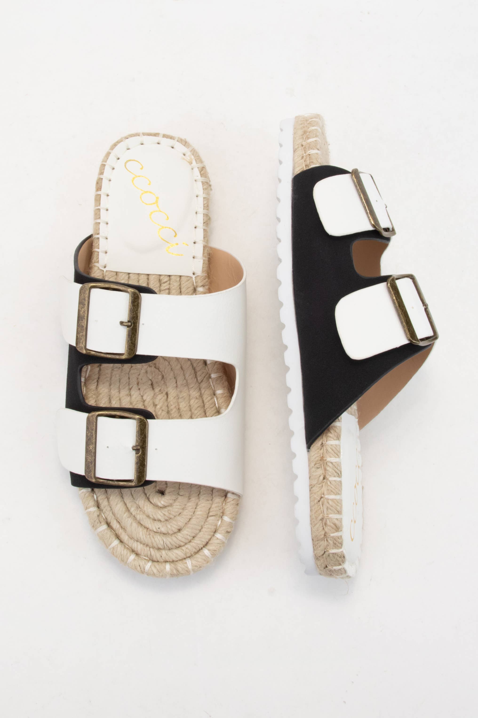 DAYTON Double Strap Espadrille Sandals Color Block Footbed S