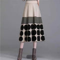 Knit Midi Skirt With Polka Dot Stripes