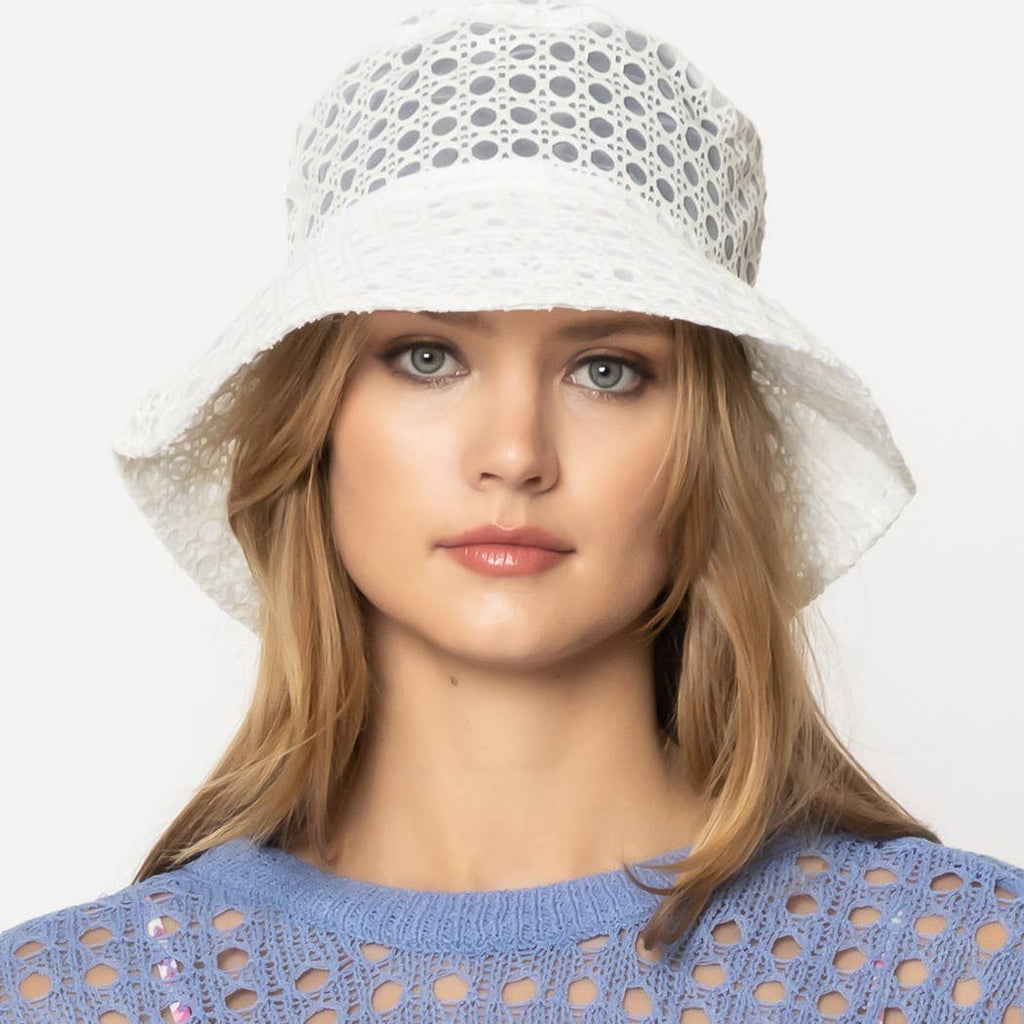 Solid Mesh Eyelet Bucket Hat
