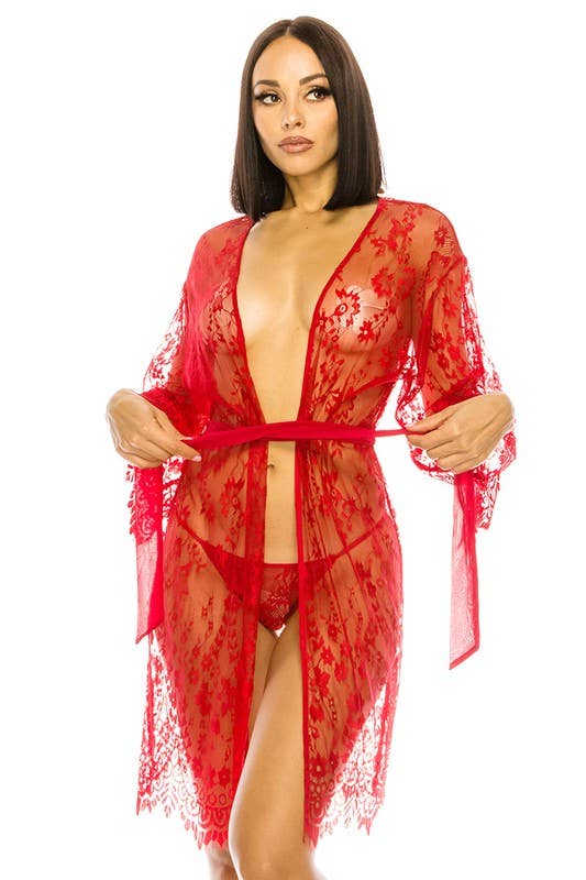 Youmita 2pc. Floral Lace Robe-YM-20151-RBS