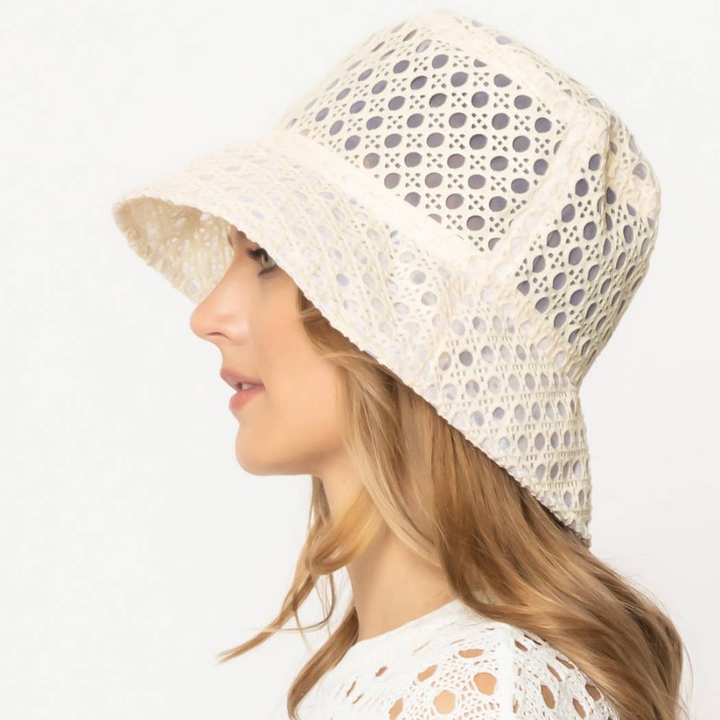 Solid Mesh Eyelet Bucket Hat